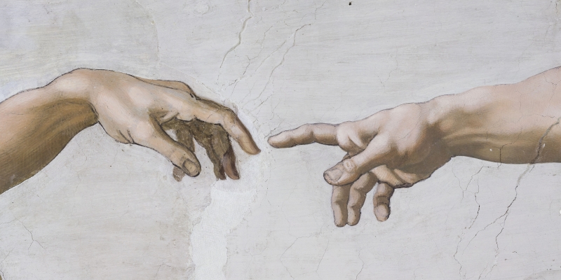 Creation of Adam Closeup by artist Michelangelo Buonarotti